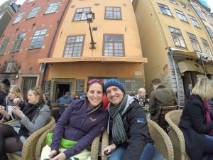 Chilling out at the Chocolate Cafe in Gamla Stan.